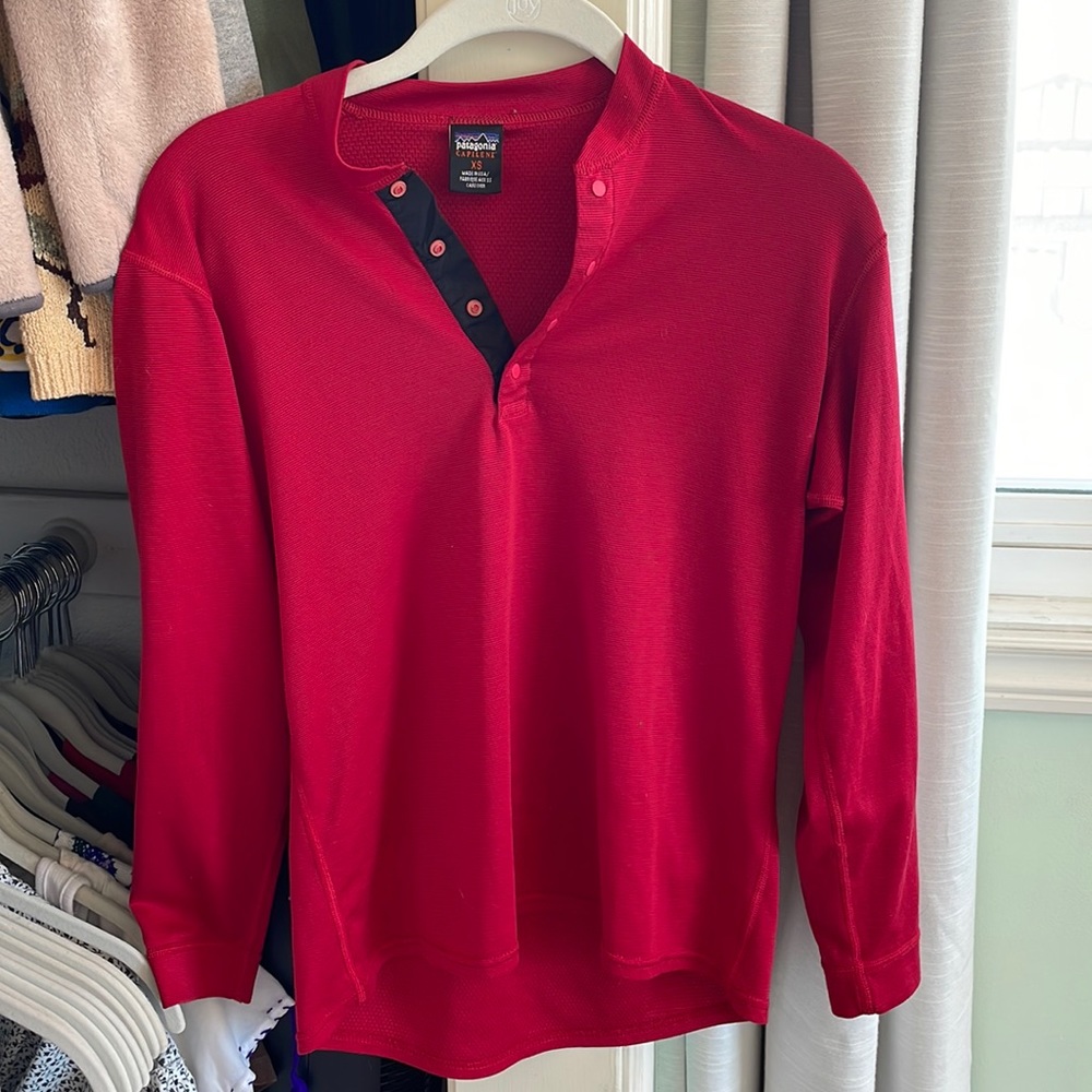Red Patagonia Capilene Long Sleeve Shirt XS